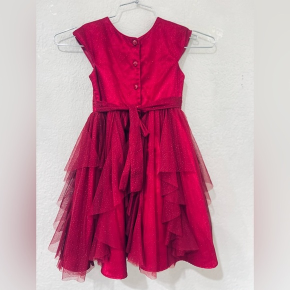 Jona Michelle Girls Formal Tulle Sparkly Dress Sequins Satin Bow Size 6 - Picture 10 of 14